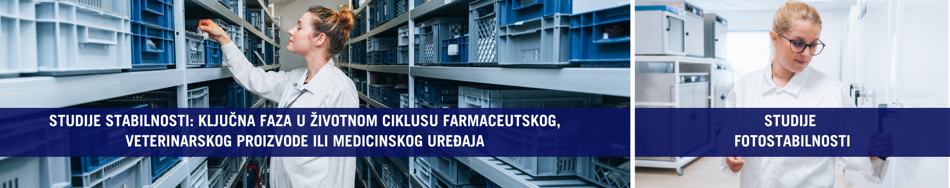 Laboratorijski tehničari u Eurofins skladištu za stabilnost i laboratorijima koji provode različite vrste istraživanja. Scene naglašavaju preciznost i pažnju na detalje u postupcima testiranja stabilnosti.